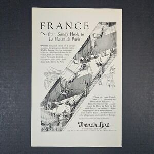 1927 Ile de France Cruise Ship French Line Vintage Print Ad Luxe Atlantic Travel